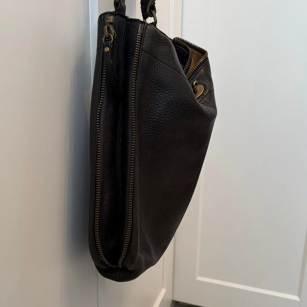 J. Crew Black 100% Leather Shoulder Hobo Bag - Classic Women's Handbag